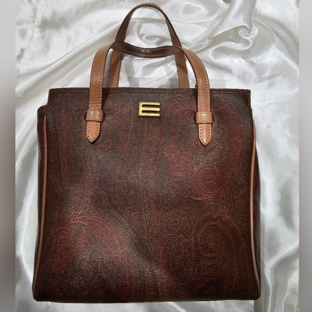 Etro Brown Paisley Tote Bag